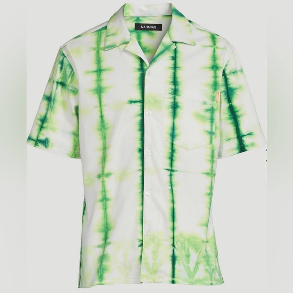 Nahmias Green Tie-Dye Casual Men's Shirt
